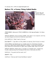 Before TV, a Funny Thing Called Radio
