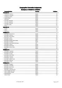 Congregation Convention Assignments Birmingham a 10/08/2018 to 12/08/2018