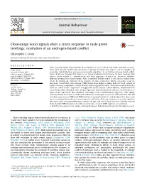 Leary, C.J. 2014. Close-Range Vocal Signals Elicit a Stress Response in Male Green Treefrogs