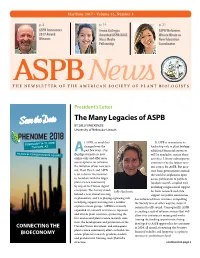 The Many Legacies of ASPB by SALLY MACKENZIE University of Nebraska–Lincoln
