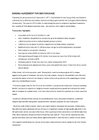 Binding Agreement for Bmi Purchase