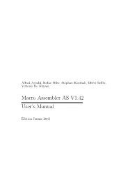 Macro Assembler AS V1.42 User's Manual