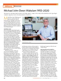 Michael John Owen Wakelam 1955–2020