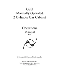 OSU Manually Operated 2 Cylinder Gas Cabinet Operations Manual