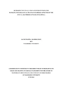 Retrospective Evaluation of Interventions for Handling Psychological Trauma in Families Affected by the July 11, 2010 Terror Attacks in Kampala