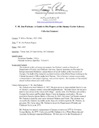 T. M. Jim Parham: a Guide to His Papers at the Jimmy Carter Library