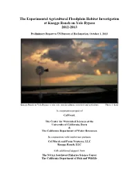 The Experimental Agricultural Floodplain Habitat Investigation at Knaggs Ranch on Yolo Bypass 2012-2013