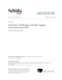 University of Nebraska at Omaha, August Commencement 2001 University of Nebraska at Omaha