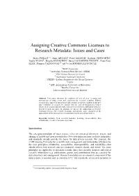 Assigning Creative Commons Licenses to Research Metadata: Issues and Cases