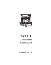 December 10, 2011 Order of the 2011 Fall Commencement Exercises