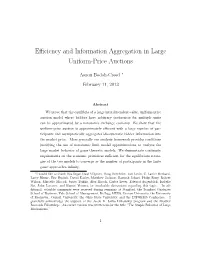 Efficiency and Information Aggregation in Large Uniform-Price