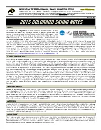 2015 Colorado Skiing Notes
