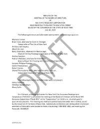 Minutes of the Meeting of the Board of Directors of Build Nyc Resource Corporation Held Remotely Pursuant to Executive Order Is