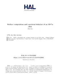 Surface Composition and Corrosion Behavior of an Al-Cu Alloy Jun Tao