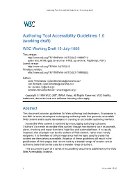 Authoring Tool Accessibility Guidelines 1.0 †Working Draft‡