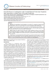 Fetal Hydrops in Combination with Gonadoblastoid Testicular Dysplasia May Represent a Lethal Type of Noonan Syndrome