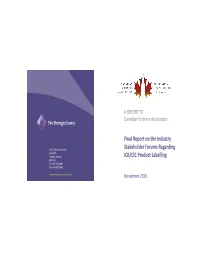 Final Report on the Industry Stakeholder Forums Regarding ICB