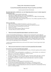 Information for the Patient Losartan Potassium/Hydrochlorothiazide 100