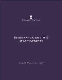 Libsodium V1.0.12 and V1.0.13 Security Assessment