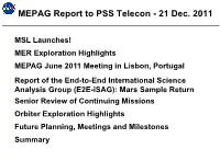 MEPAG Report to PSS Telecon - 21 Dec