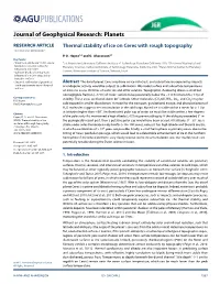 Thermal Stability of Ice on Ceres with Rough Topography 10.1002/2015JE004887 P.O