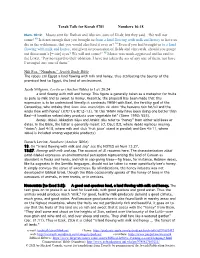 Torah Talk for Korah 5781 Numbers 16-18 Num. 16:12 Moses Sent for Dathan and Abiram, Sons of Eliab