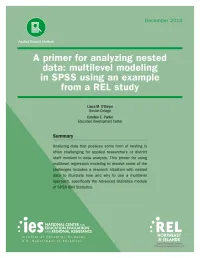 A Primer for Analyzing Nested Data: Multilevel Modeling in SPSS Using