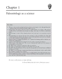 Chapter 1 Paleontology As a Science