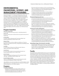 Environmental Engineering, Science, and Management Programs 1