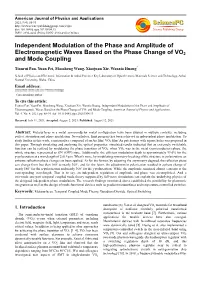 Independent Modulation of the Phase and Amplitude of Electromagnetic Waves Based on the Phase Change of VO 2 and Mode Coupling