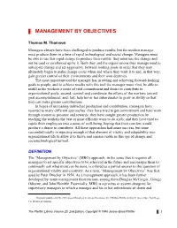 „‚ Management by Objectives