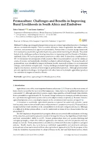 Permaculture: Challenges and Beneﬁts in Improving Rural Livelihoods in South Africa and Zimbabwe