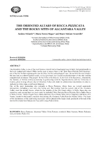 The Oriented Altars of Rocca Pizzicata and the Rocky Sites of Alcantara Valley