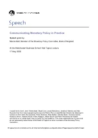 Communicating Monetary Policy in Practice