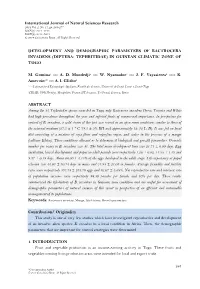 DEVELOPMENT and DEMOGRAPHIC PARAMETERS of BACTROCERA INVADENS (DIPTERA: TEPHRITIDAE) in GUINEAN CLIMATIC ZONE of TOGO M. Gomina1