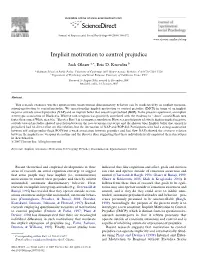 Implicit Motivation to Control Prejudice