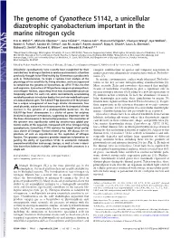 The Genome of Cyanothece 51142, a Unicellular Diazotrophic Cyanobacterium Important in the Marine Nitrogen Cycle