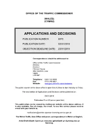 Applications and Decisions for Wales