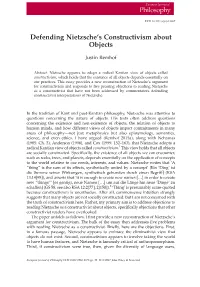 Defending Nietzsche's Constructivism About Objects