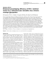 Enhanced Pseudotyping Efficiency of HIV-1 Lentiviral Vectors by A
