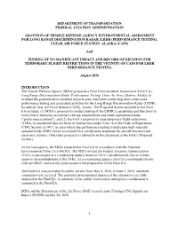 FAA Adoption EA FONSI ROD LRDR Testing Final Signed Aug 10, 2020