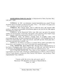 HOUSE RESOLUTION NO. 94-4724, by Representatives Moak, Rayburn, Bray, Lisk and J. Kohl WHEREAS, in 1869, an Abstemious Minister