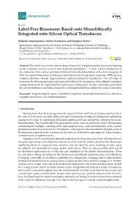 Label-Free Biosensors Based Onto Monolithically Integrated Onto Silicon Optical Transducers