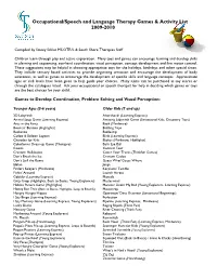 Occupational Therapy Games & Activity List