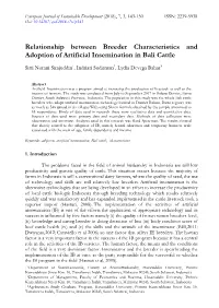 Relationship Between Breeder Characteristics and Adoption of Artificial Insemination in Bali Cattle