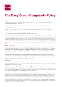 The Davy Group Complaints Policy