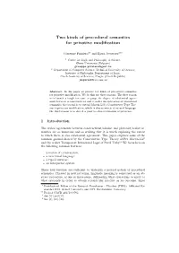 Two Kinds of Procedural Semantics for Privative Modification