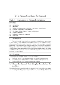 A-1 Human Growth and Development Unit