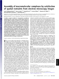 Assembly of Macromolecular Complexes by Satisfaction of Spatial Restraints from Electron Microscopy Images