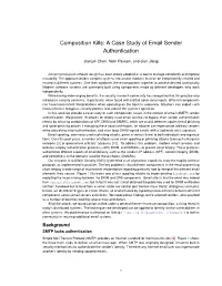 Composition Kills: a Case Study of Email Sender Authentication
